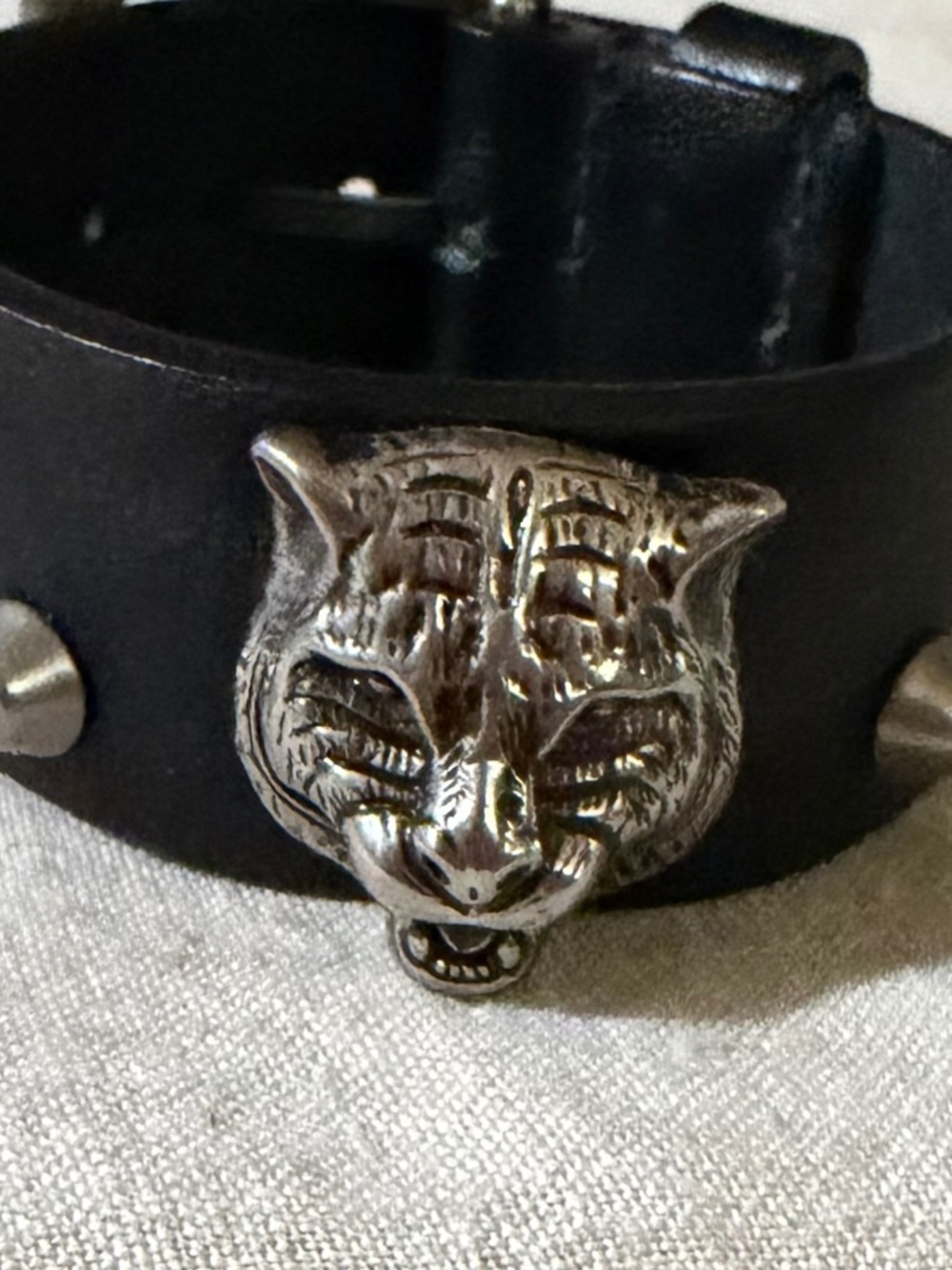 GUCCI BRACELET, black, tiger emblem men or women $369